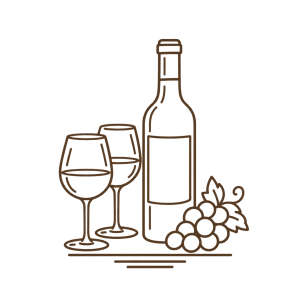 Wein-Abendessen und Verkostungen – taupe line-art Ikone